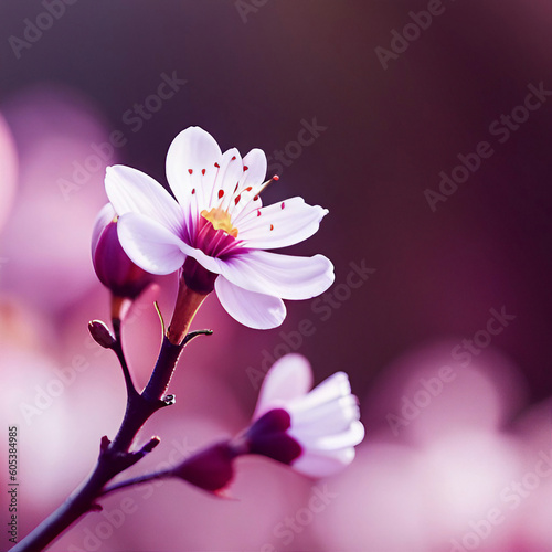 Close up plum blossom flower  created with generative AI technology