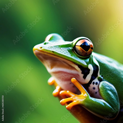 Close up frog , created with generative AI technology photo