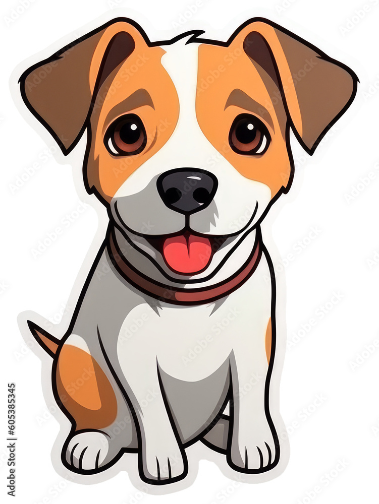  Funny colorful cute dog breed jack russell terrier. Isolated sticker