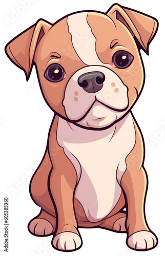 Funny colorful cute dog breed pit bull. Isolated sticker. Any dog owner can put this sticker on their car and transport cage  or put this on your t-shirt  hat  your favorite mug