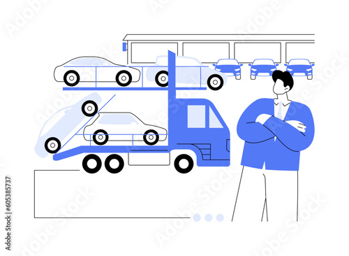 Car hauler abstract concept vector illustration.