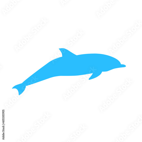 Blue silhouette of dolphin 