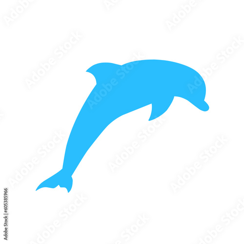 Blue silhouette of dolphin 