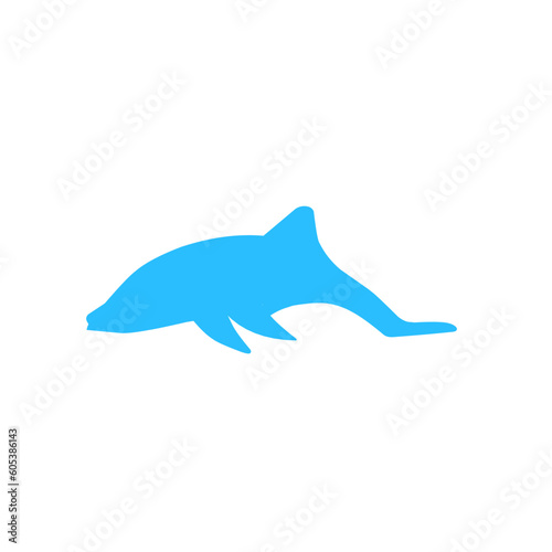 Blue silhouette of dolphin 