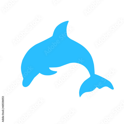 Blue silhouette of dolphin 