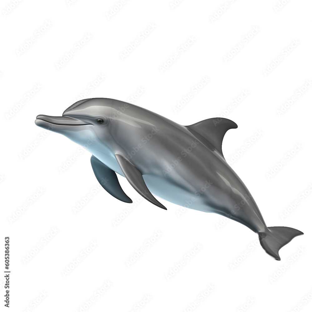 Dolphin is isolated on a white background. Mammal marine animal, Generative AI Dolphin is isolated on a white background. Mammal marine animal, Generative AI