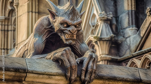 Gargoyle, fantasy creature, sandstone, grotesque, figurative, sculpture, architectural ornament, cathedrals, gothic churches, stone, carving, symbol, protection, waterspout, architectural detail, myth