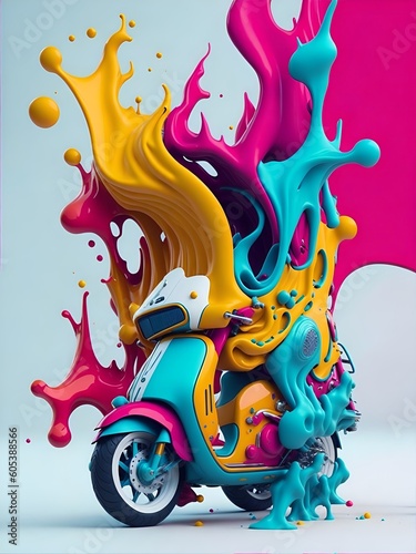 Colorful 3d liquid posters with abstract shapes splash © AbsAI