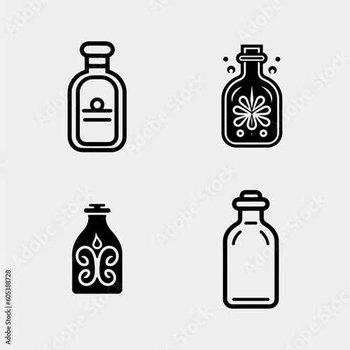 Set of bottles icon design concept. Isolated on white