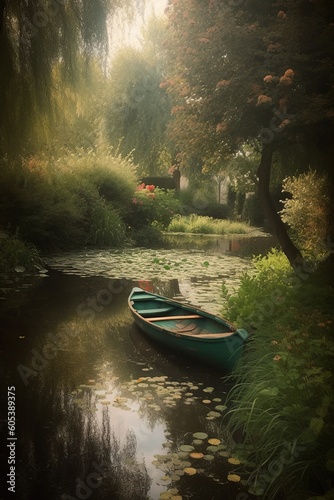 Boat on the river Generative AI