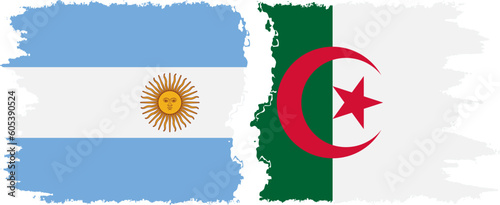 Algeria and Argentina grunge flags connection vector