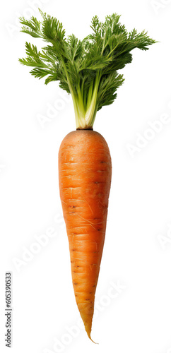 One rustic carrot close-up. Isolated on a transparent background. KI.