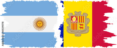Andorra and Argentina grunge flags connection vector
