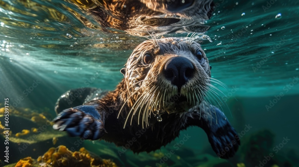 Obraz premium Sea Otter. Generative AI