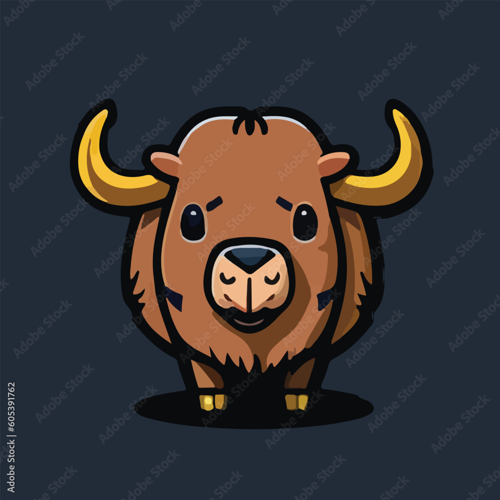 Cute Buffalo Vector Logo Icon Sports Mascot flat vector illustration Cute Buffalo Vector Logo Icon Sports Mascot flat vector illustration