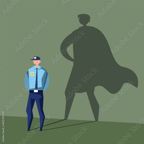 VECTOR EPS10 - shadow of security man like a hero.