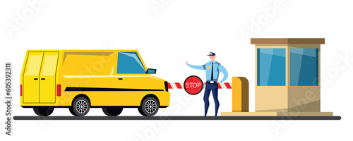 VECTOR EPS10 - security stop van at guardroom.