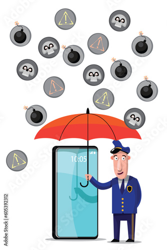 VECTOR EPS10 - security guard protect data and password. cyber security and data protection concept.