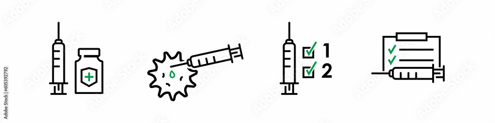 line icon vaccine covid 19 corona - obrazy, fototapety, plakaty 