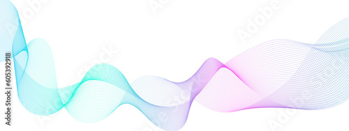 Abstract colorful flowing wave curved lines, frequency wavy sound, technology curve line on white background. Design used for technology, science, banner, template, wallpaper, business and many more.