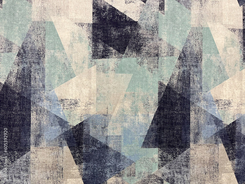 Polished paint on fabric, worn colored retro wallpaper