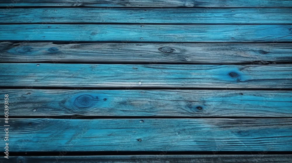 Blue wooden plank background. Generative Ai