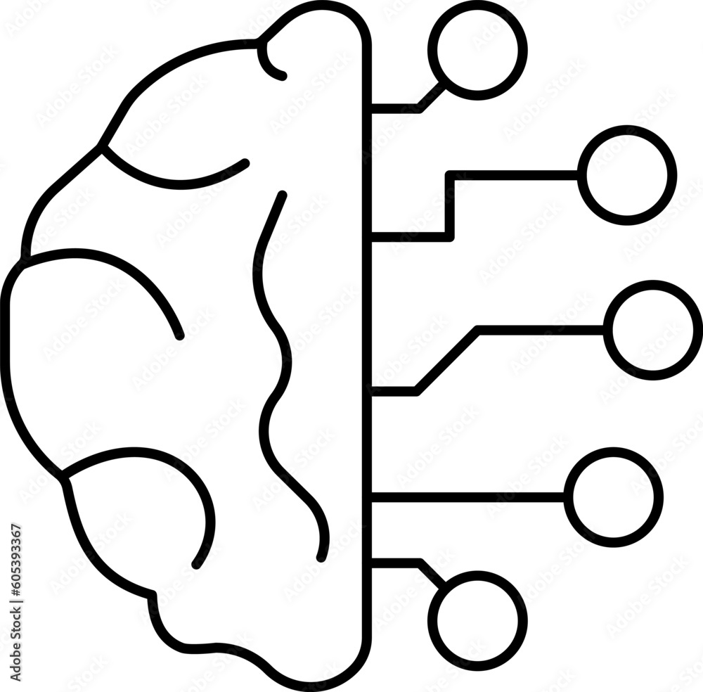 Artificial intelligence AI icon in line style, machine learning, smart robotic, cloud computing, network, digital, AI technology vector. Artificial intelligence AI icon in line style, machine learning, smart robotic, cloud computing, network, digital, AI technology vector.
