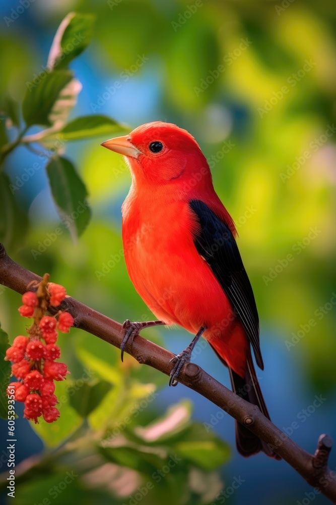 Scarlet Tanager. Generative AI Scarlet Tanager. Generative AI