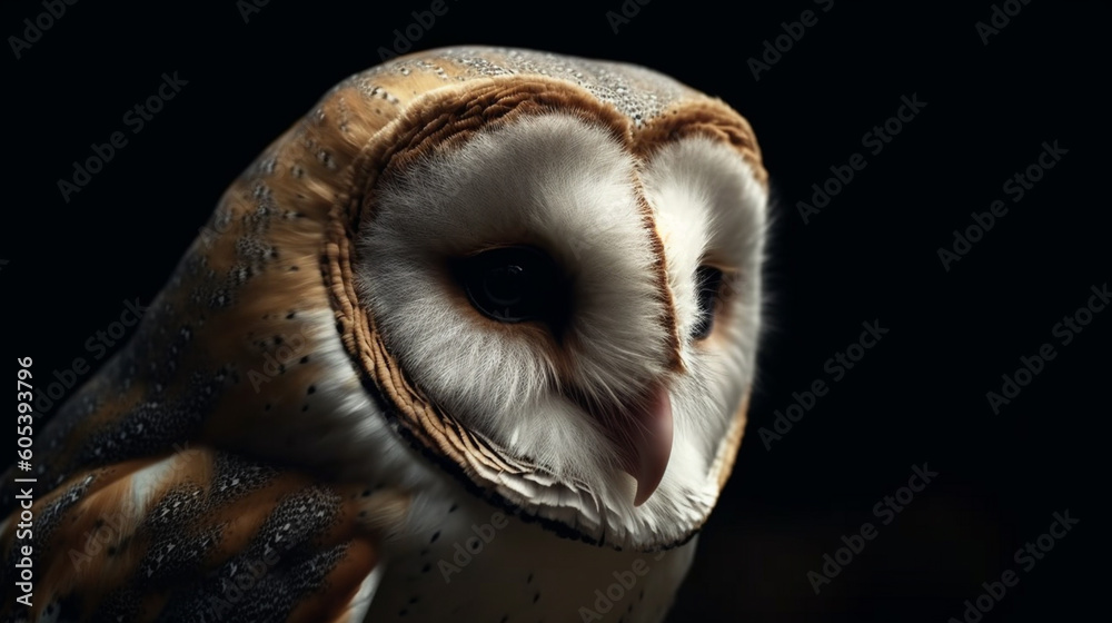 Naklejka premium Portrait of owl. Generative Ai