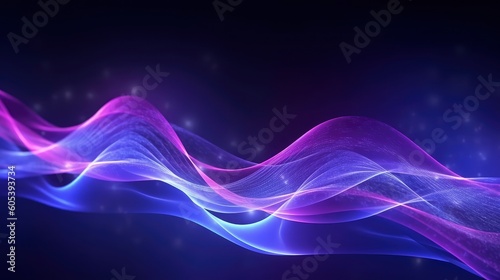 Vibrant Futuristic Abstract Background: Data Transfer made of Glowing Neon Colors with Dynamic Waving Lines and Plexus Effects