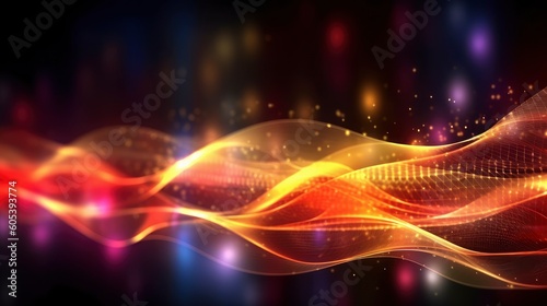 Vibrant Futuristic Abstract Background  Data Transfer made of Glowing Neon Colors with Dynamic Waving Lines and Plexus Effects
