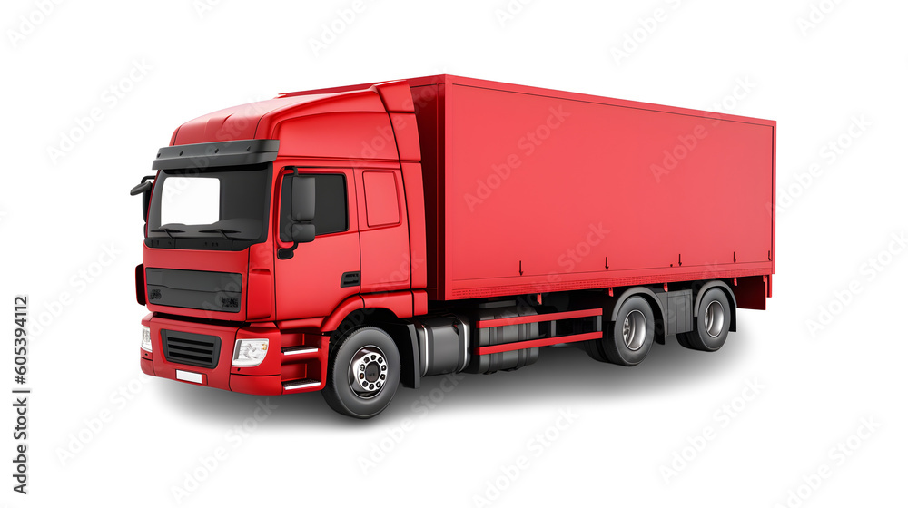 Red Truck: Vibrant Transportation Vehicle on a Transparent Background PNG