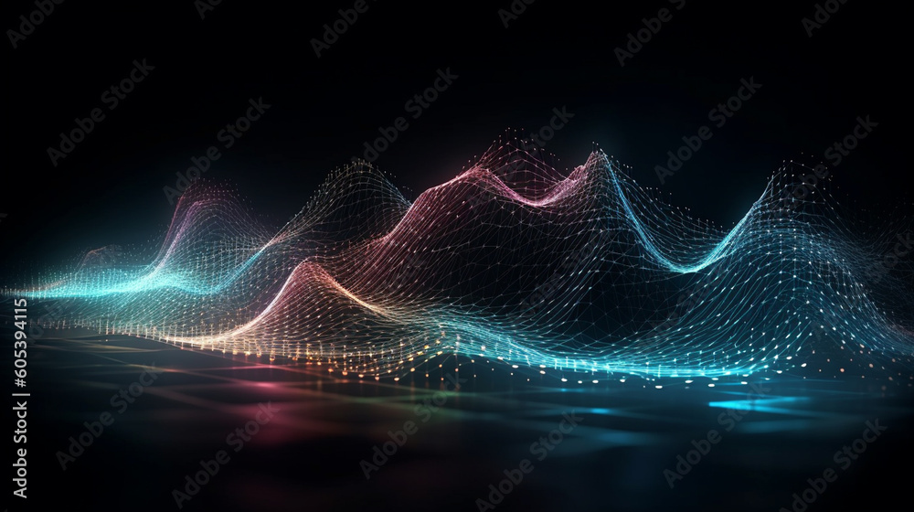 Abstract futuristic background with glowing wave and lines. Generative Ai Abstract futuristic background with glowing wave and lines. Generative Ai