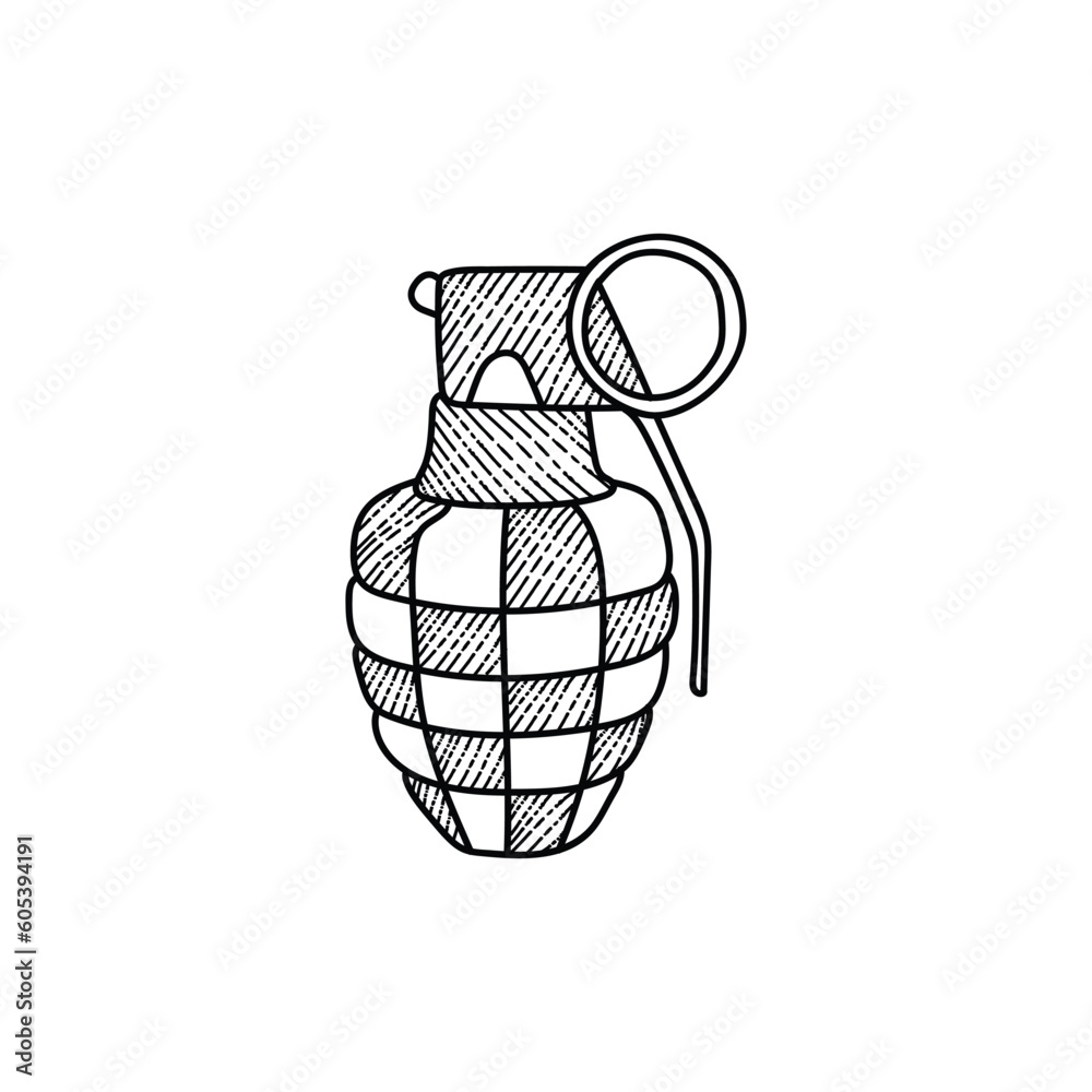 Hand Grenade Explosion Danger Line Creative Design Stock Vector Adobe Stock