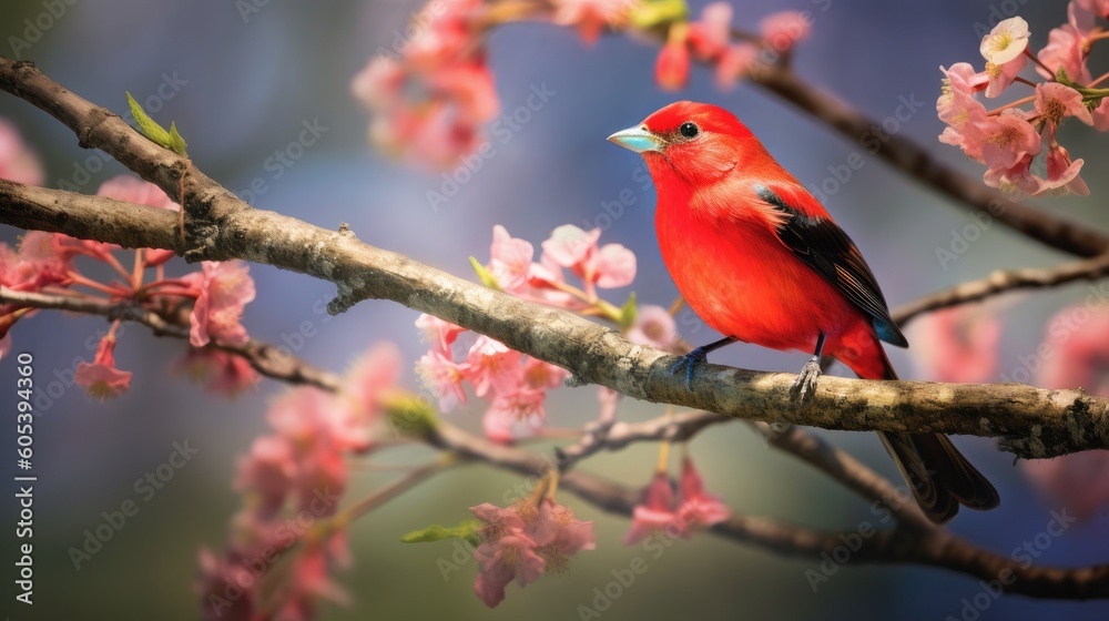Scarlet Tanager. Generative AI