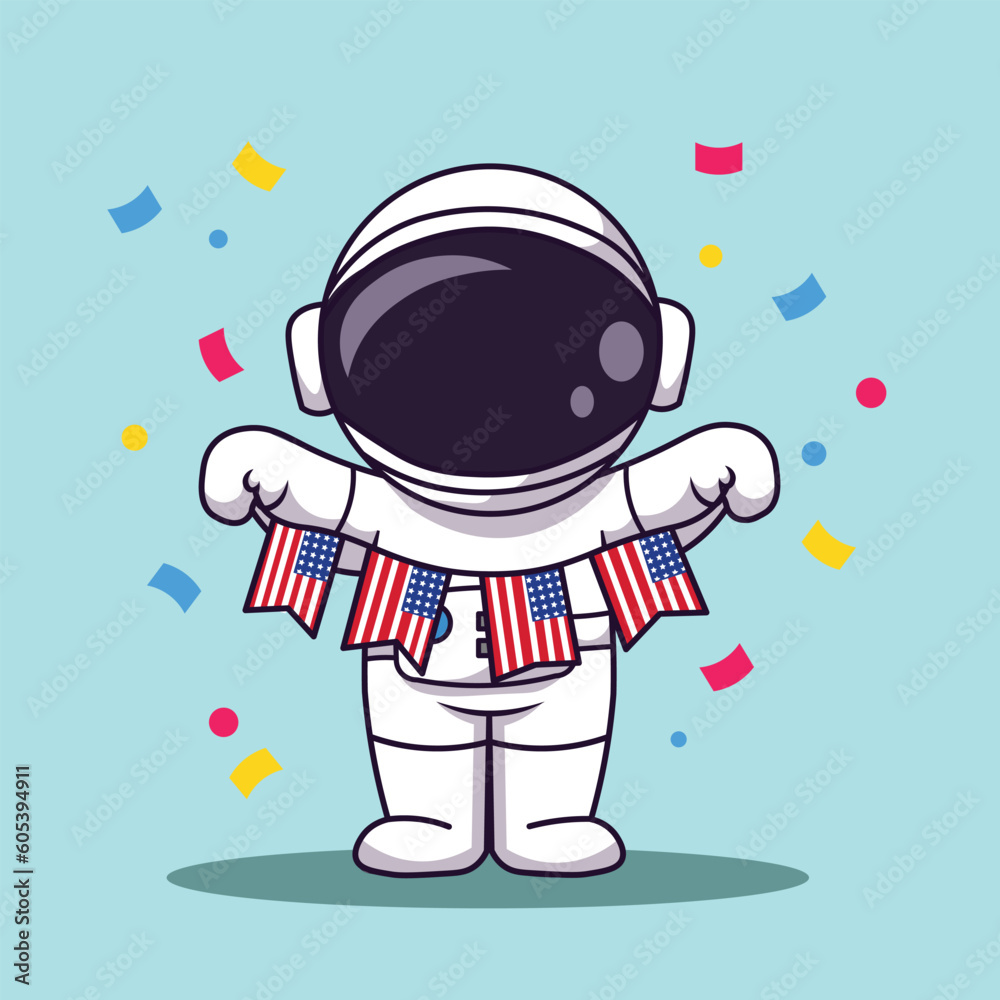 cute astronaut vector flag USA special for birthday USA cute astronaut vector flag USA special for birthday USA