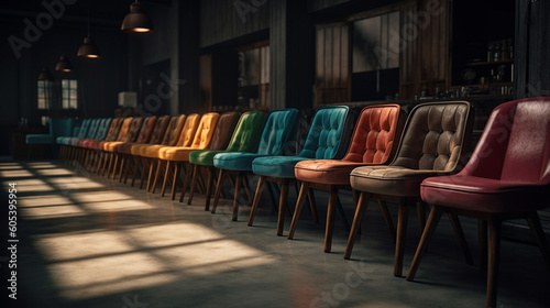 Colorful chairs. Generative Ai