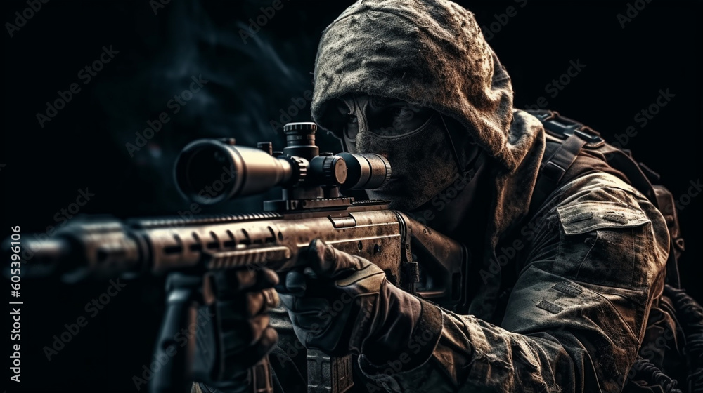 Human in sniper gun. Generative Ai Human in sniper gun. Generative Ai