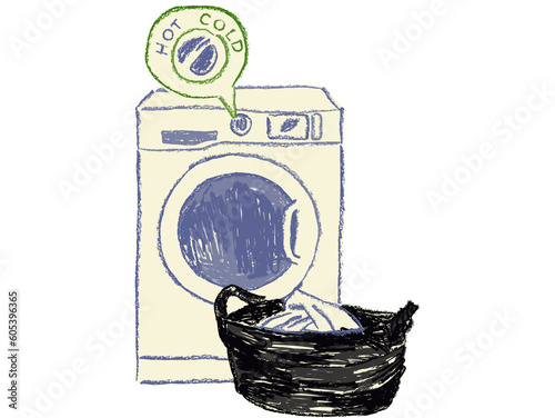 washing machine  and clothes.