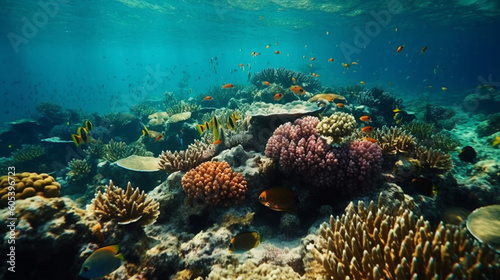 Tropical sea underwater fishes. Generative Ai