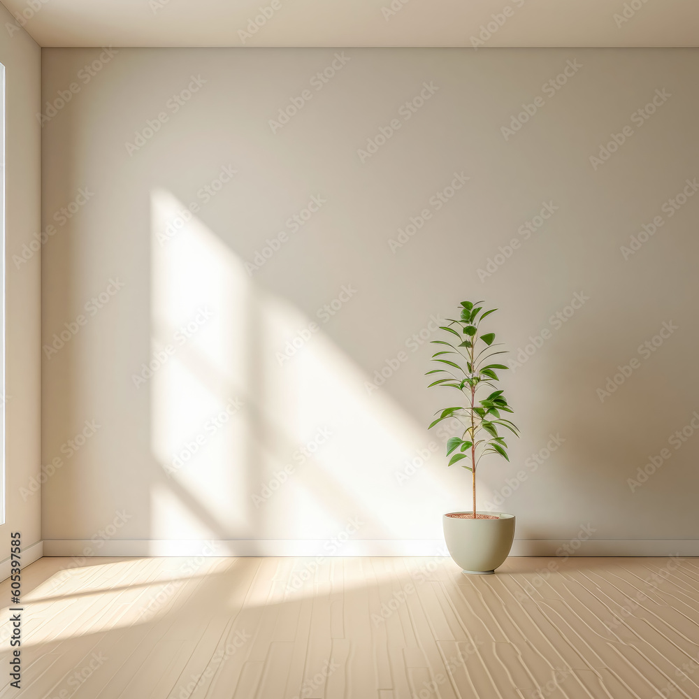 Empty Room with Plant Minimalism Illustration Generative AI KI Digital Art Cover Backdrop Empty Room with Plant Minimalism Illustration Generative AI KI Digital Art Cover Backdrop