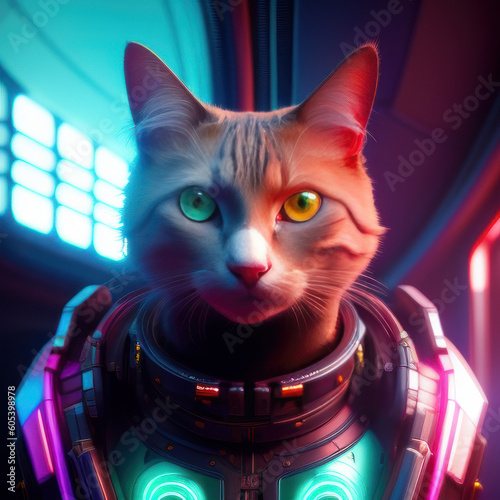 Ai generated image of a cat in a space suit 
