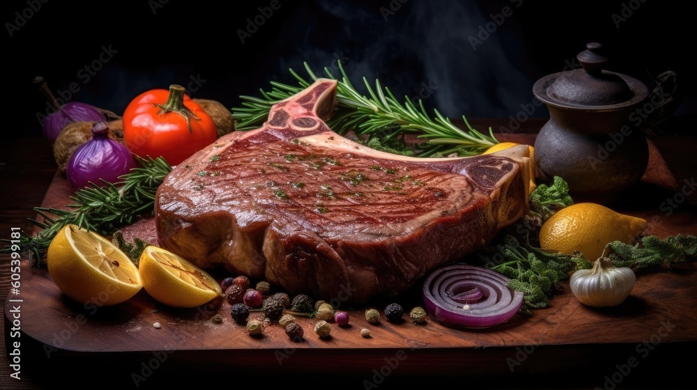 A medium rare t-bone steak. (Generative AI) A medium rare t-bone steak. (Generative AI)