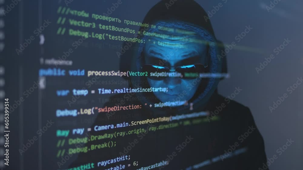 close-up face of old man wearing glasses, experienced programmer ...