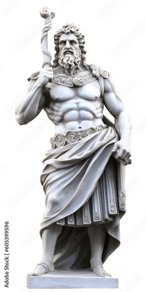 Greek marble god statue isolated on a white background, AI generated Greek marble god statue isolated on a white background, AI generated