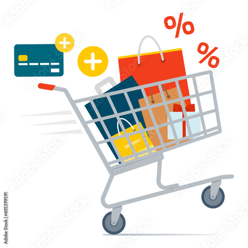 Shopping cart full of purchases