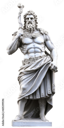 Greek marble god statue isolated on a white background, AI generated