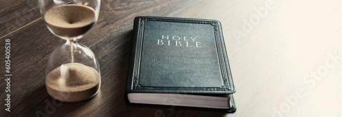 Photography Hourglass and bible