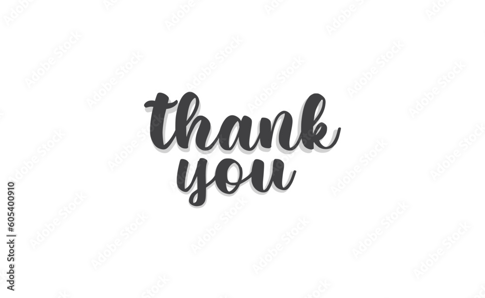 Fototapeta premium Thank you lettering text with drop shadow. Hand drawn style thanking message. Cursive calligraphic vector.