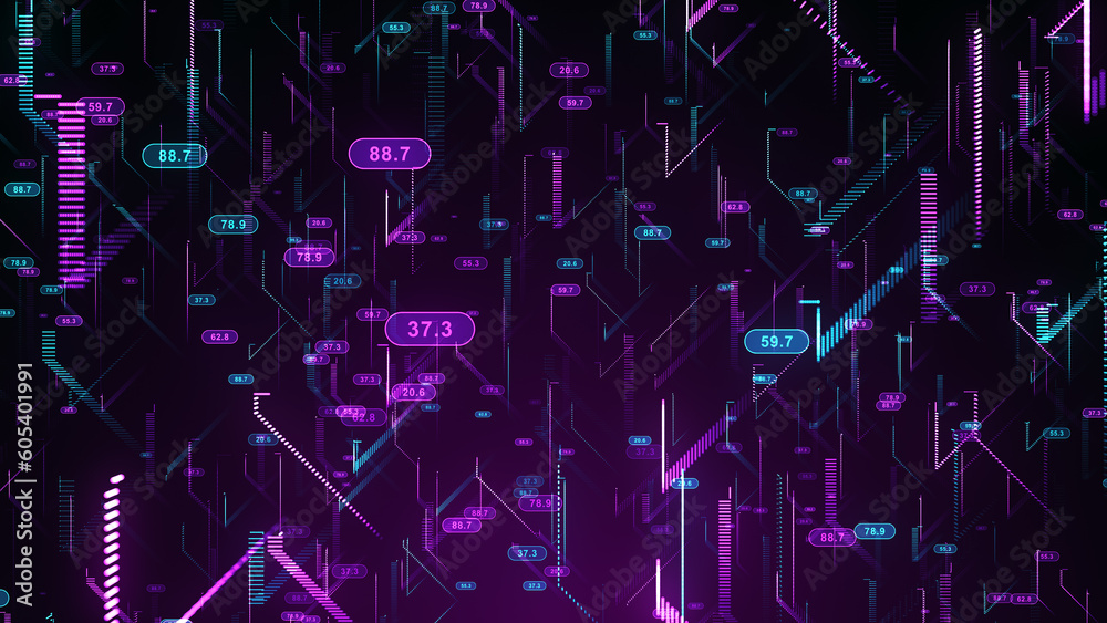 Business data network with numbers  background